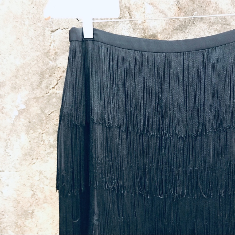 LAUREN by Ralph Lauren black tiered fringe skirt - Picture 3 of 6